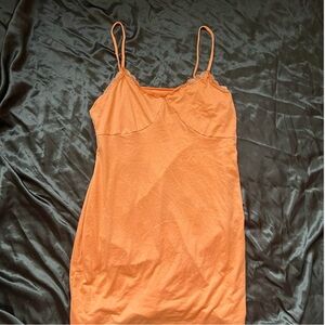 Orange Lace-Trimmed Slip Dress